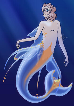 Mermaid interpretation of Albedo from Genshin Impact